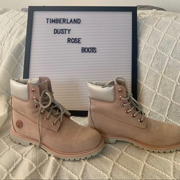 dusty rose timberland boots